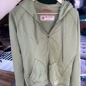 Iron & Resin Green Zip-Up French Terry Jacket